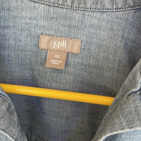 J.Jill Blue Denim Button-Up Long Sleeved Shirt Dress - Picture 2 of 11